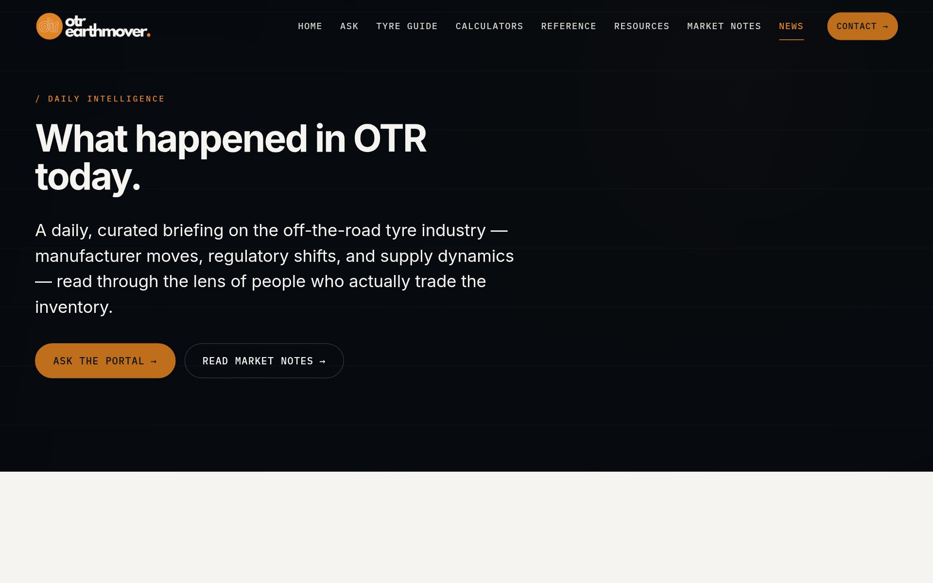 OTR Earthmover: Category authority platform.