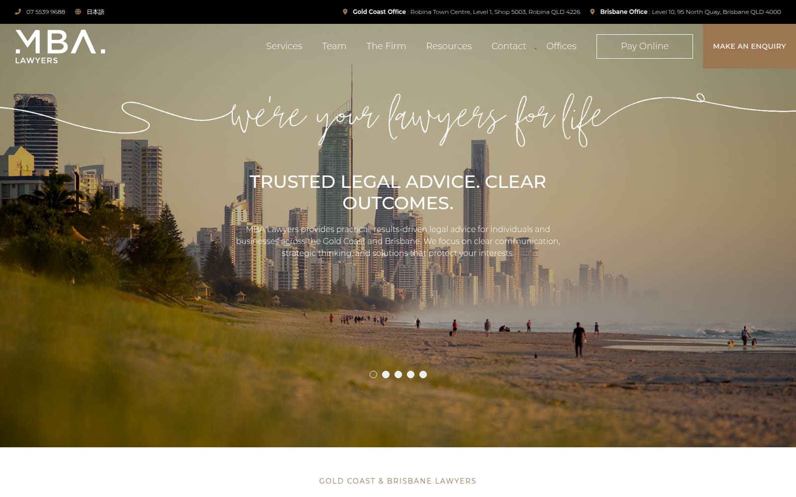 The MBA Lawyers homepage today