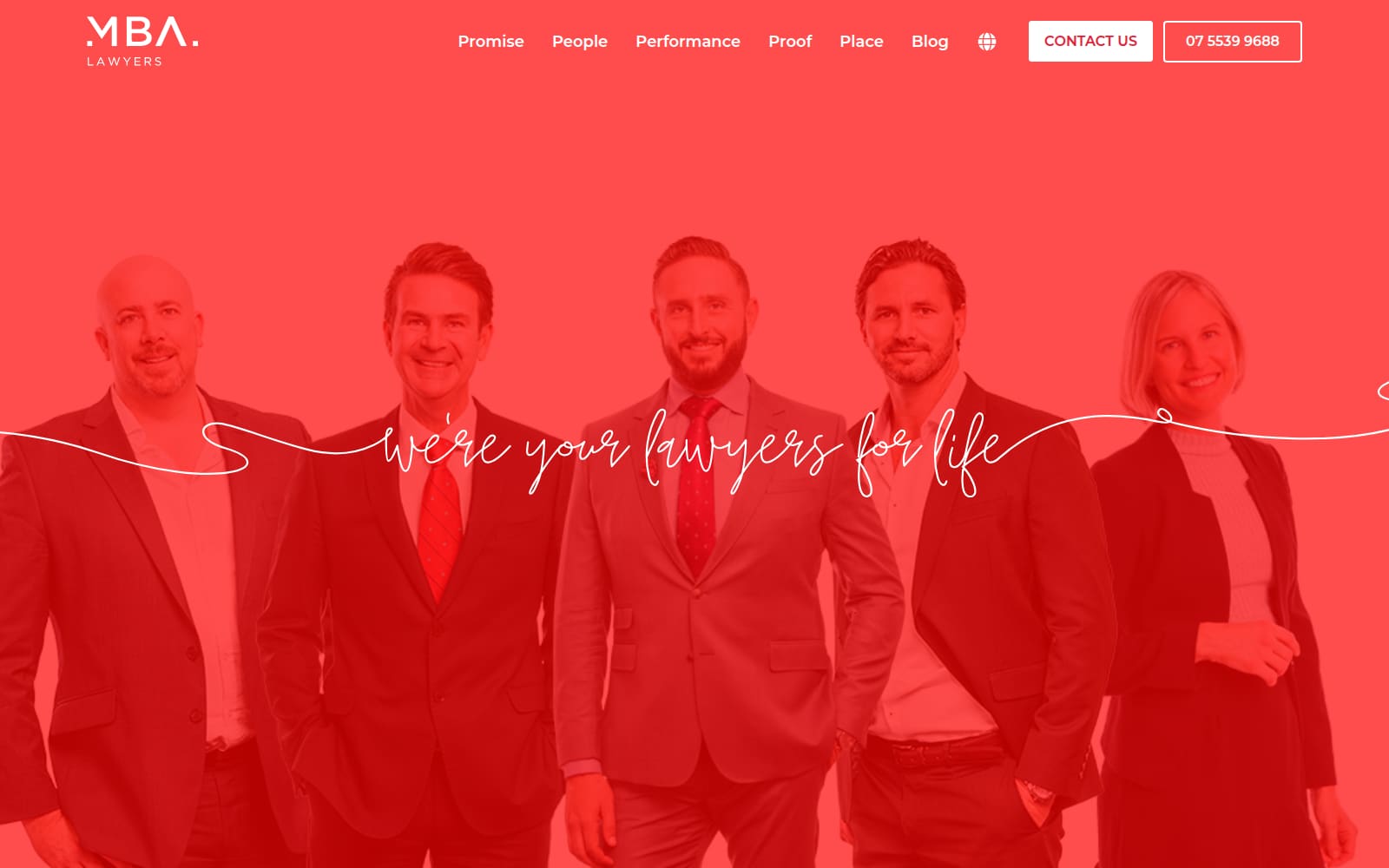 The MBA Lawyers homepage in February 2023, before the work