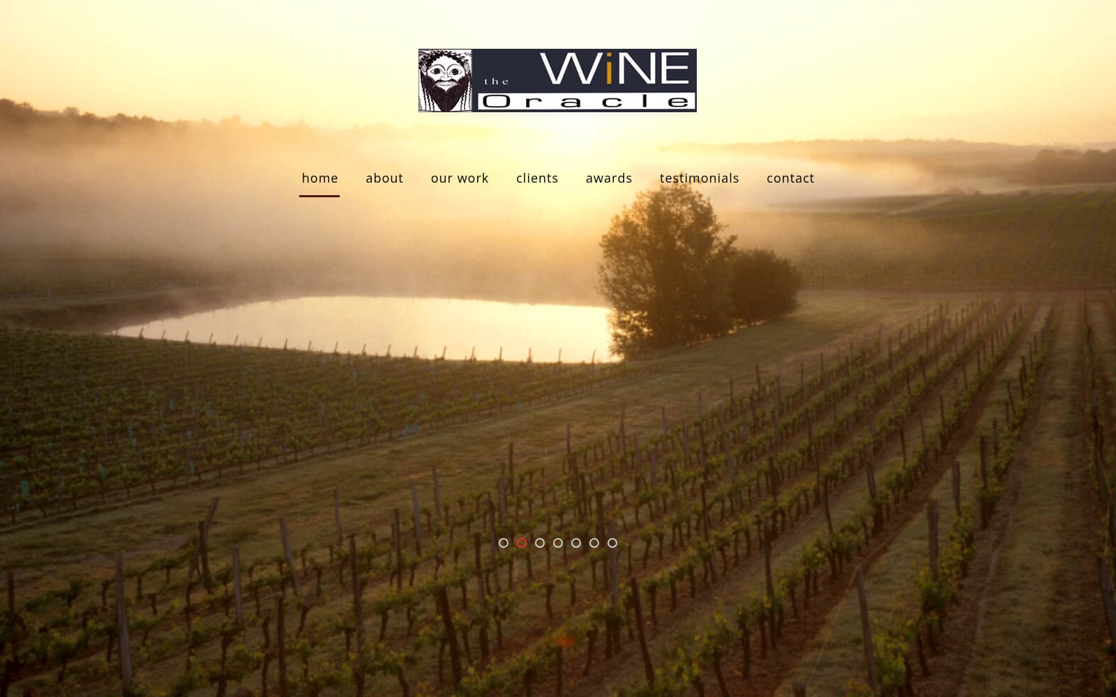 The The Wine Oracle homepage in July 2022, before the work