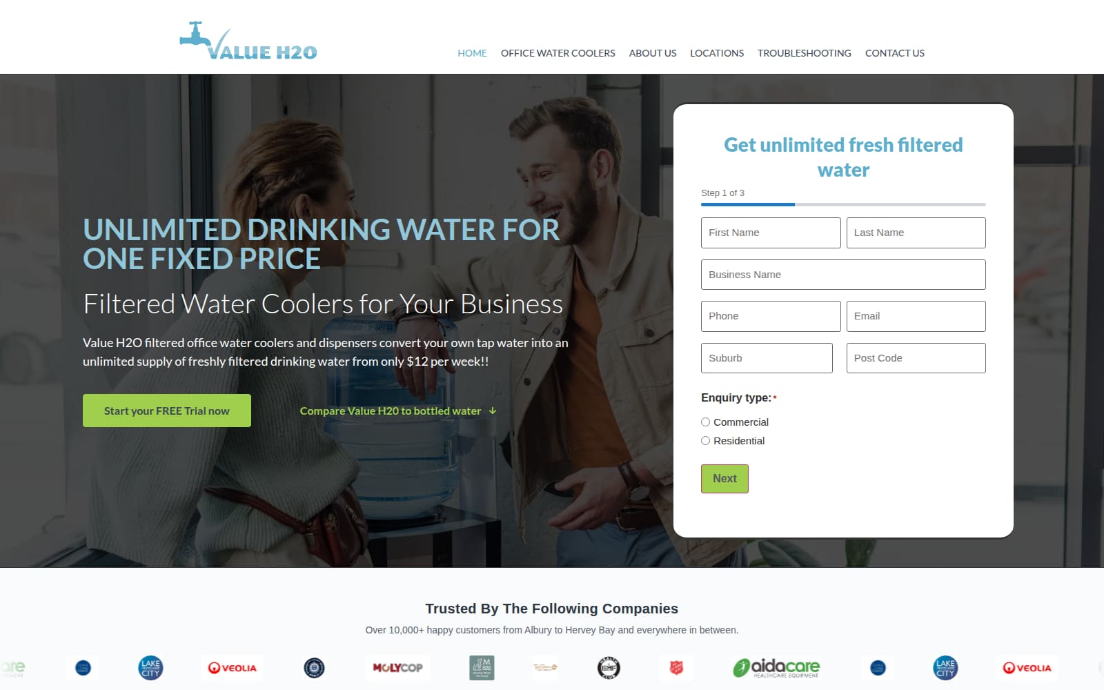 The Value H2O homepage today