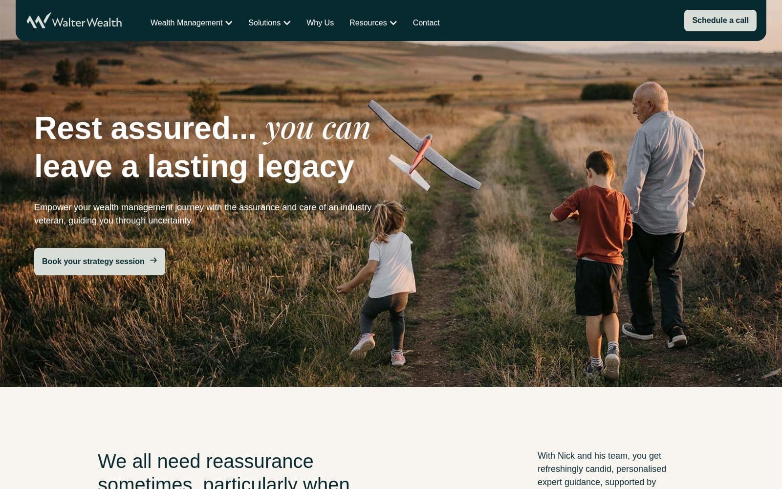 The Walter Wealth homepage: Rest assured, you can leave a lasting legacy