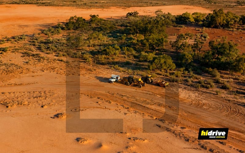 Hidrive's territory: an aerial of the Australian outback with the Jewell bracket set into the landscape