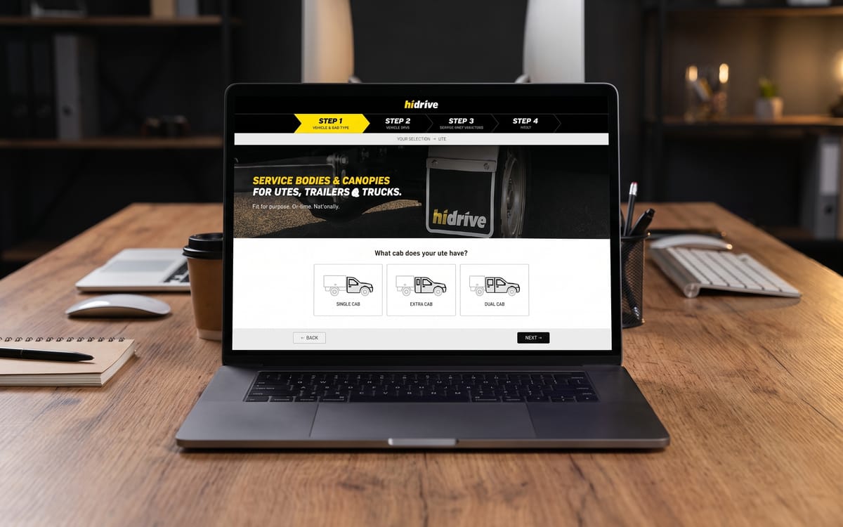 Hidrive's Tailor Your Build configurator: the offer turned into a four-step product on the site